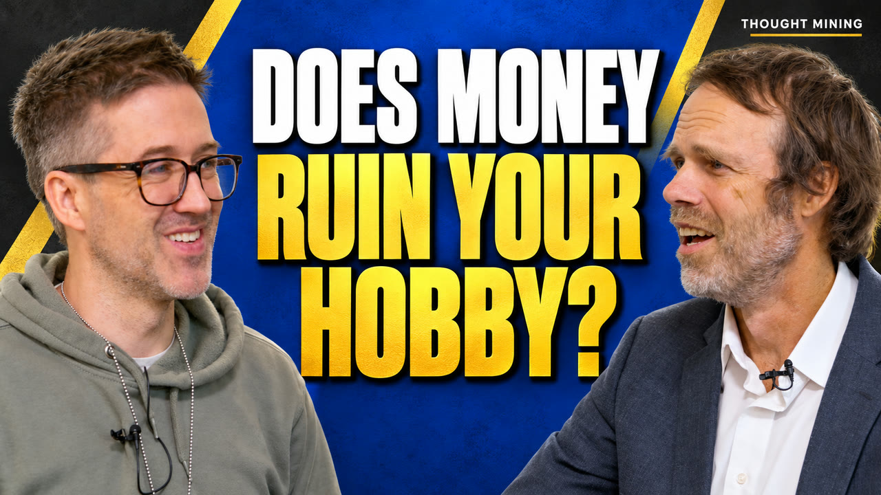 Thought Mining episode thumbnail: Derek Olson and Nathan Anderson with the title Does Money Ruin Your Hobby?